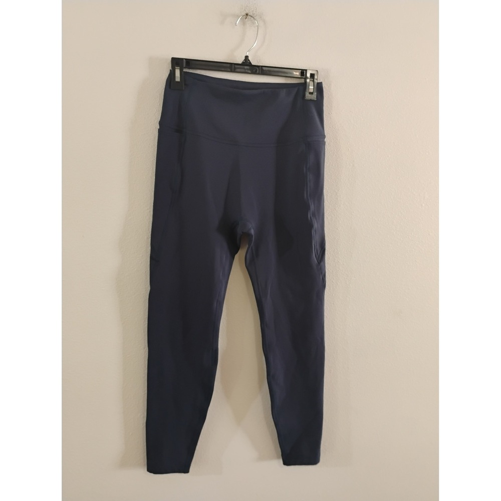 Bossi Navy Blue High Waisted Athletic Leggings with Pockets Size Medium